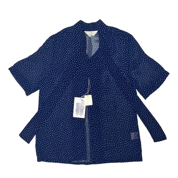 Blue dots tie blouse