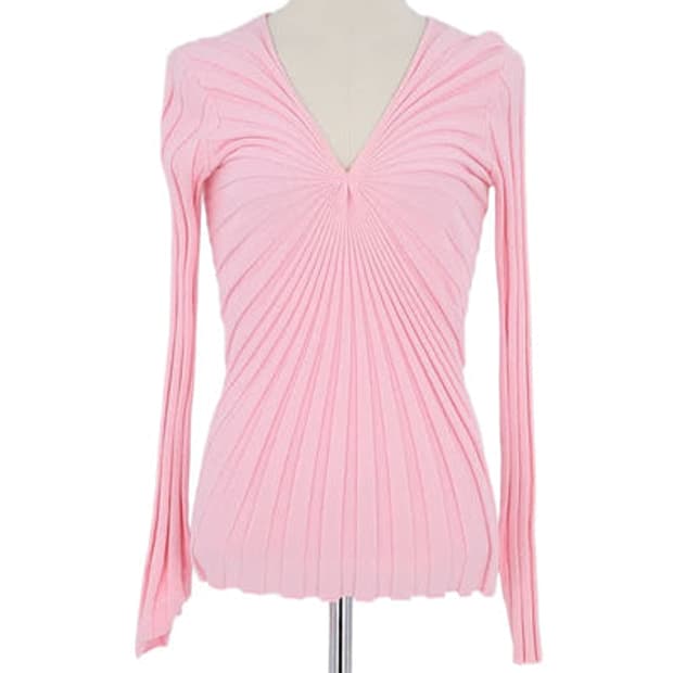 Sandro 산드로 브이넥 리브드 니트 55 (딸기우유)