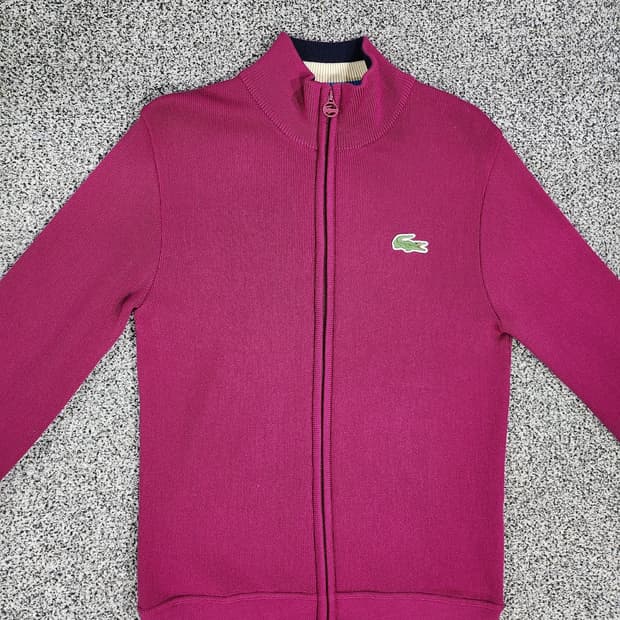 라코스테(LACOSTE) 울 100% 코튼 가디건 100
