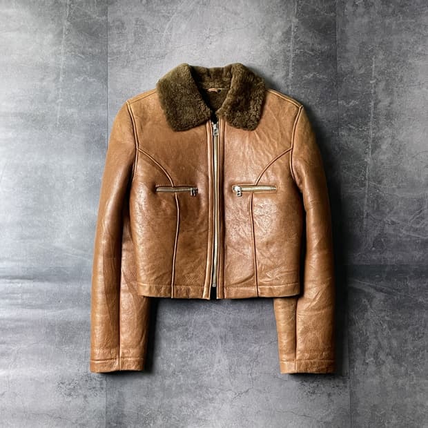 AFFUN 빈티지 양가죽 브라운 시어링 무스탕