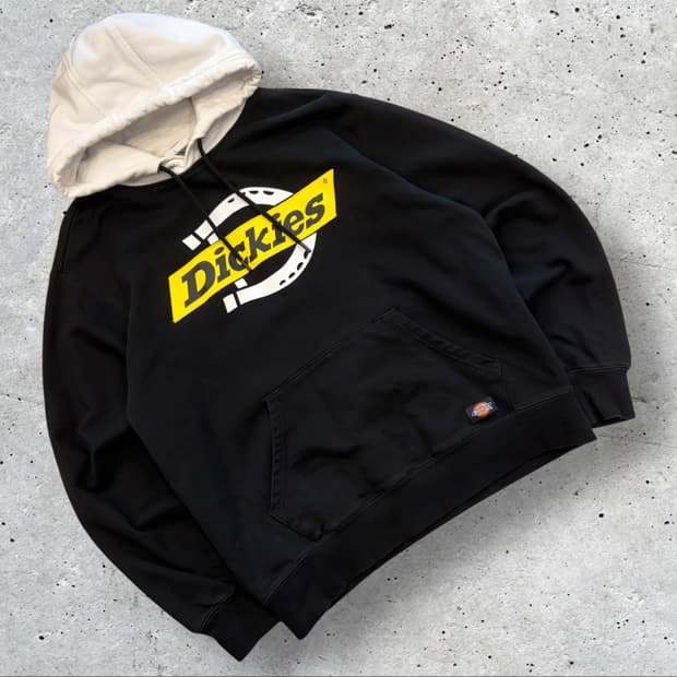 [XL] 디키즈 블랙 후드티 화이트 배색 C662