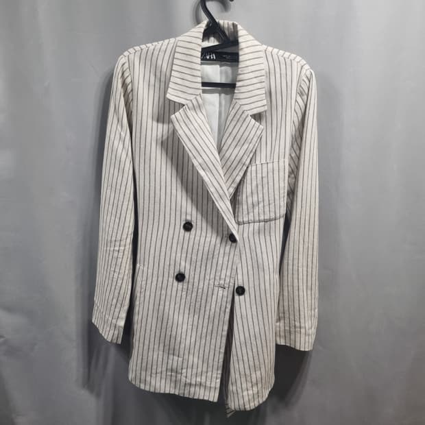자라 스트라이프 더블 버튼 자켓