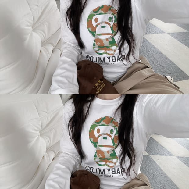 베이프 카모 마일로 화이트 롱슬리브 