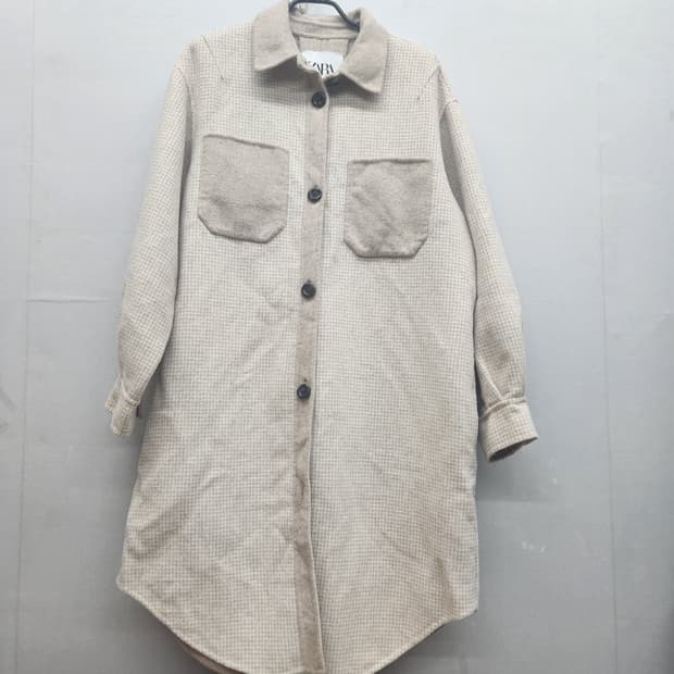 자라 ZARA 투포켓 셔츠형 롱 코트(울혼방) L