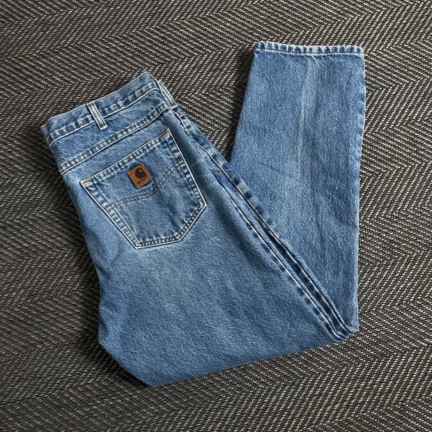 칼하트 USA 가죽패치 로고 데님 팬츠y 2859