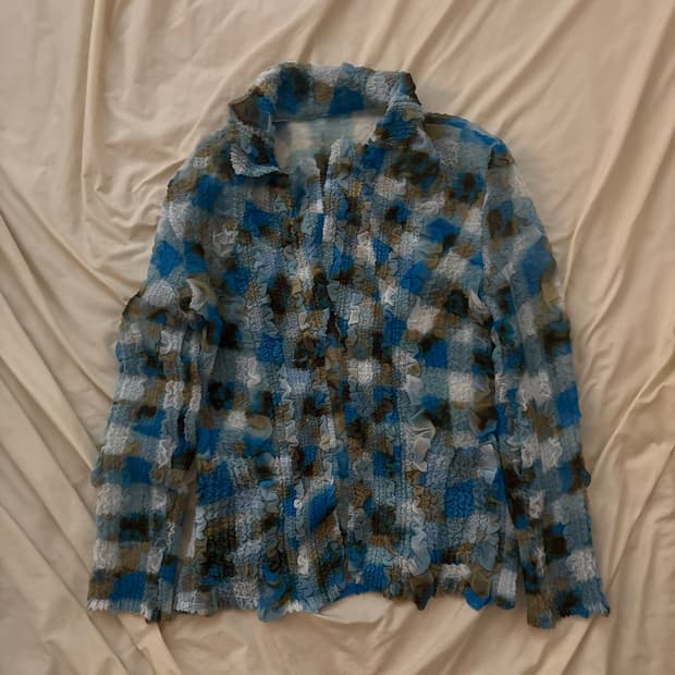 Vintage check wrinkle shirt