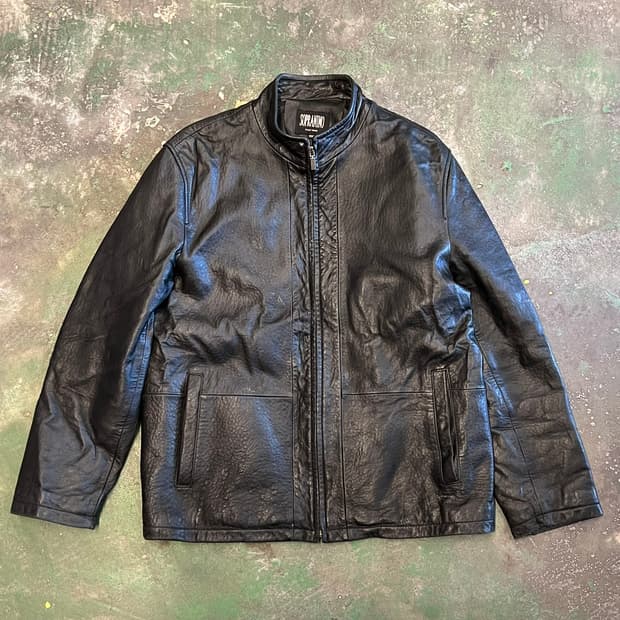 [L] 양가죽 레더 자켓 블랙 미니멀 싱글 라이더 빈티지 가죽
