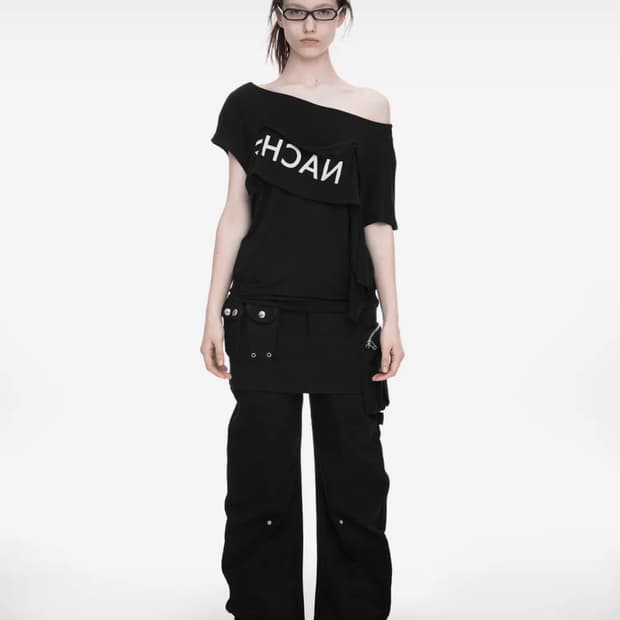 Nache 2-WAY PRINTED LOOSE T-SHIRT BLACK