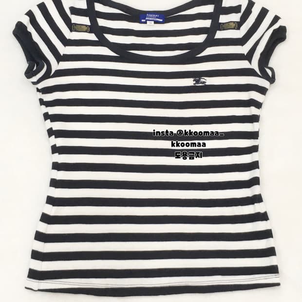 버버리 블루라벨 스프라이트 줄무늬 반팔 