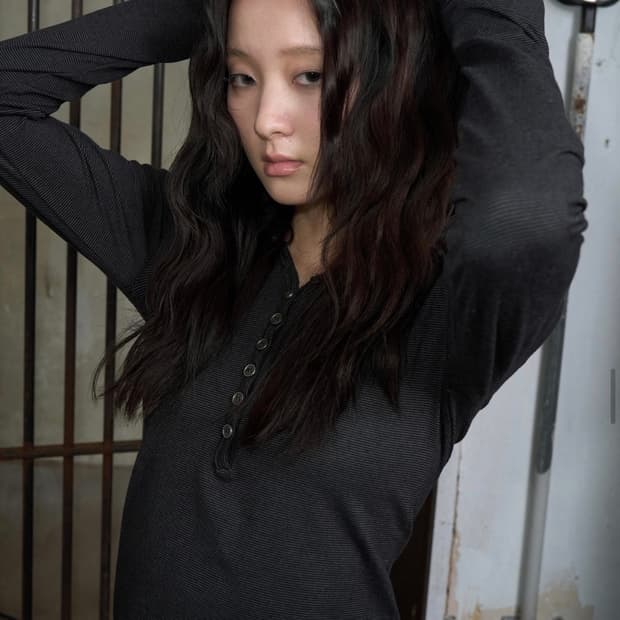 헬레네파리스 후디 버튼 다운 롱슬리브 