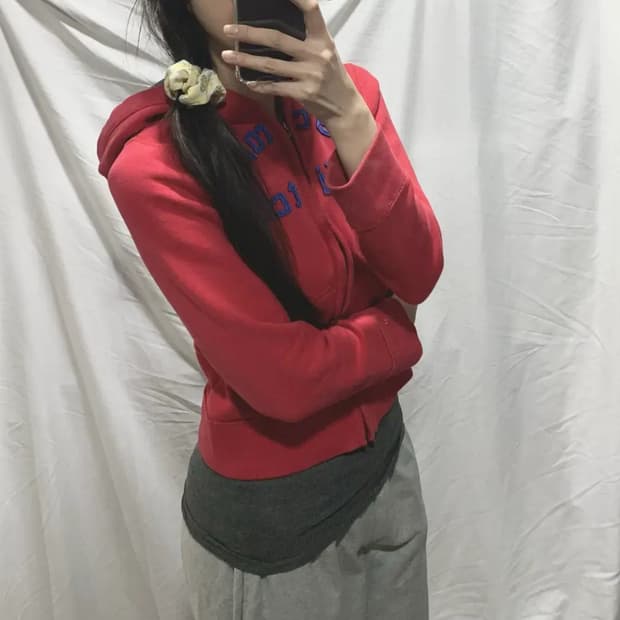 아베크롬비 후드집업,레드