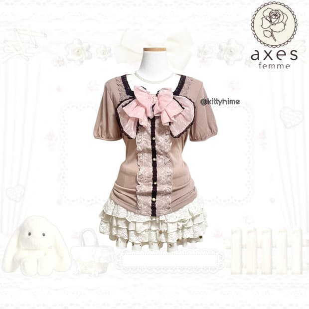 Axes femme 엑시즈팜 핑크 빅리본 히메갸루반팔 엑팜반팔 엑팜리본