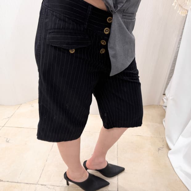 stripe half pants