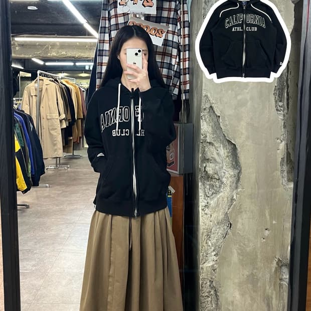 후아유 투웨이 기모 후드집업 블랙 S #csz3448