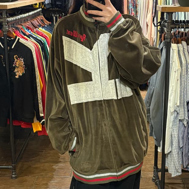 [HI] vintage 벨로아 벨벳 져지 카키