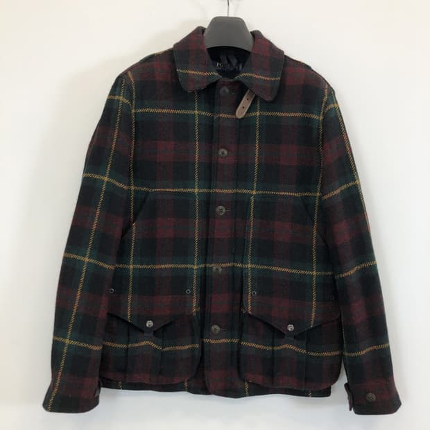 폴로 랄프로렌 타탄체크 알파카 울 헌팅자켓 S 