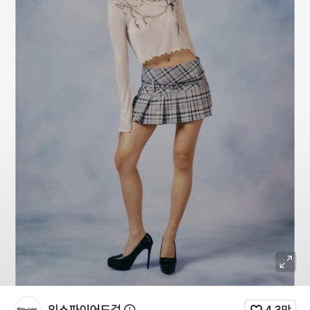 익스파이어드걸 지나 체크 스커트 미니 그레이