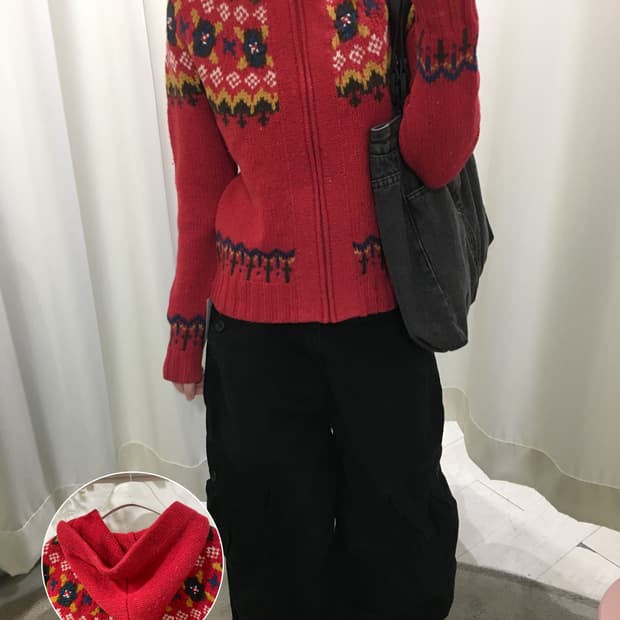 미쉘클랑 노르딕 니트 후드집업