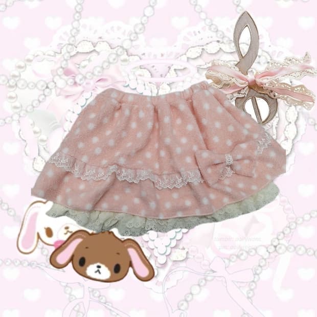 마카롱 스커트 핑크 갸루 히메갸루 라떼갸루 러블리 도트 큐롯