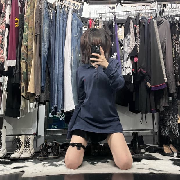 폴로 랄프로렌 자수 네이비 카라 롱슬리브