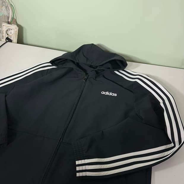 XL 아디다스 3스트라이프 폴리 후디 WB 우븐바람막이