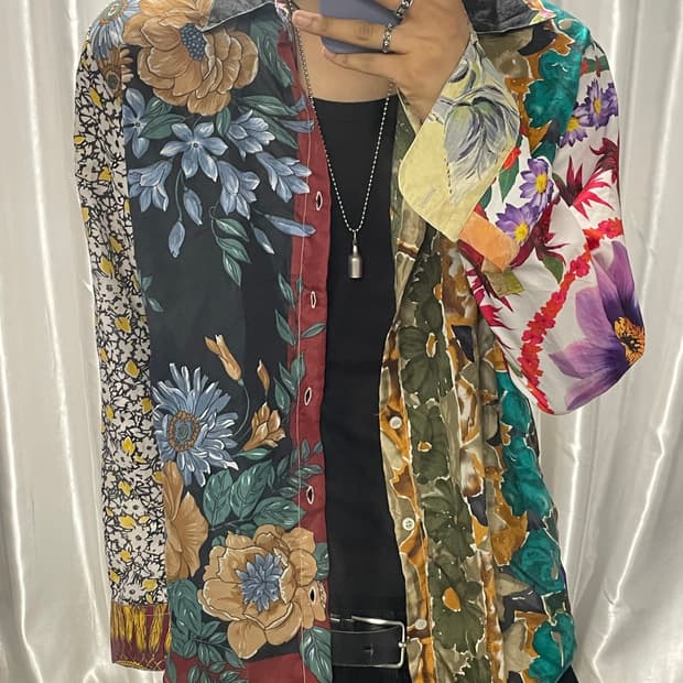 Silk linen patterned shirt