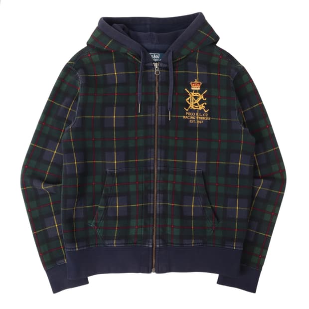 폴로 랄프로렌 블랙와치 타탄 체크 써멀 후드집업