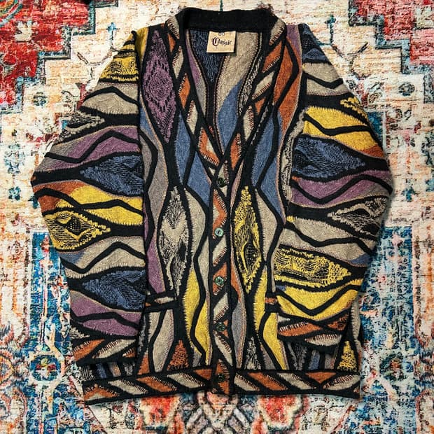 [L] 90s 쿠지 3D 케이블 호주 울 가디건