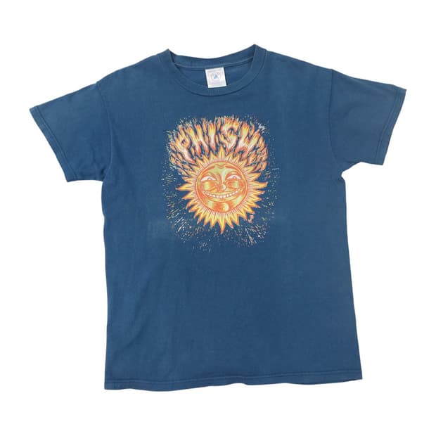 델타 빈티지 피쉬 선 그래픽 블루 반팔 티셔츠