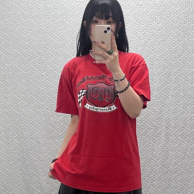 할리 데이비슨 빈티지 스트릿 펑크 레이싱 반팔티 M C11872