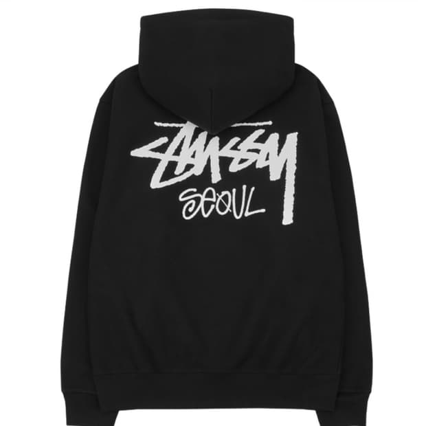 스투시 스탁 서울 후드 블랙