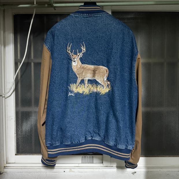 BOAST USA 사슴 자수 데님 바시티자켓