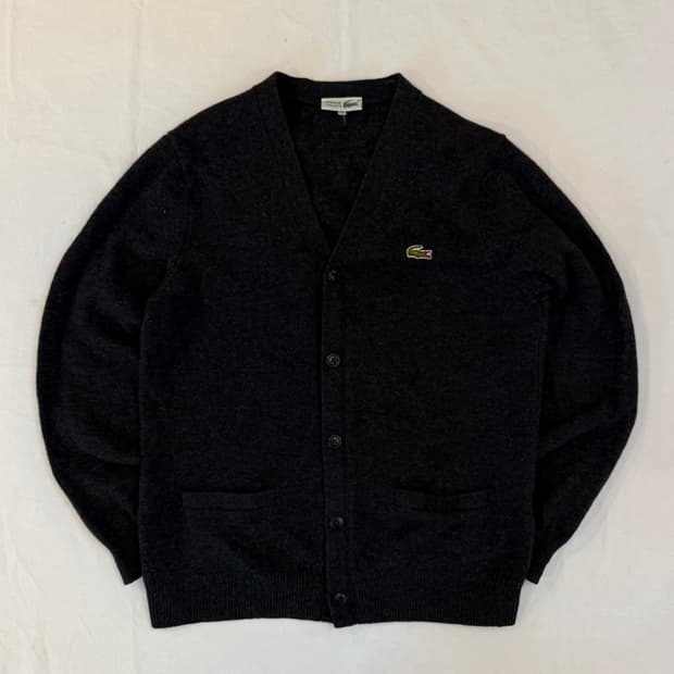 80s CHEMISE 라코스테 빈티지 그레이 울 가디건