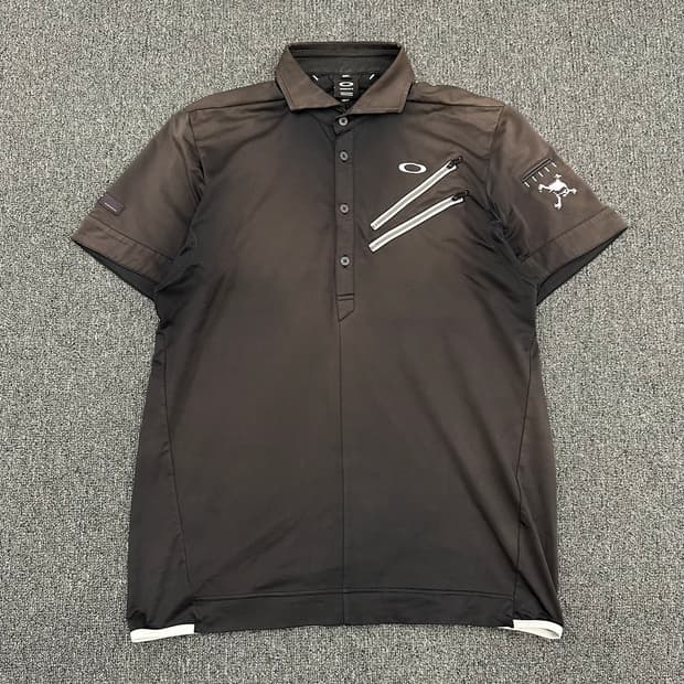 XL)오클리 스컬 라인 테크니컬 블랙 골프 폴로 반팔