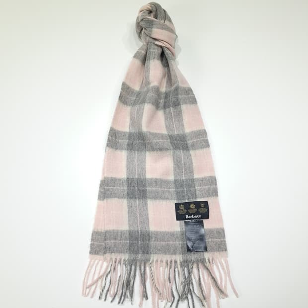 MX592 바버 00s 램스울 윈도우페인체크 핑크그레이 머플러목도리