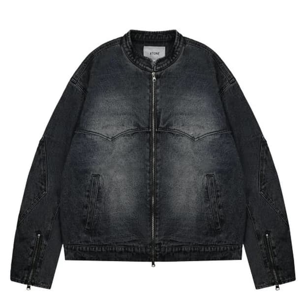 엑스톤즈 다이아 절개 워싱 데님 자켓 (black L)
