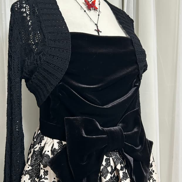 로맨틱고딕 오리엔탈 플로럴 리본아일렛 원피스 고스로리 갸루