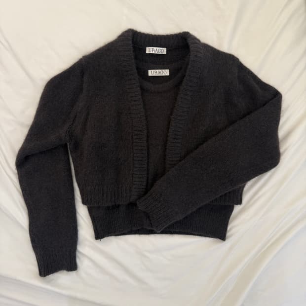 유라고 Tove raccoon knit sleeveless, bolero