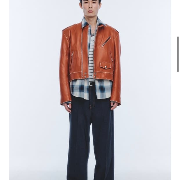 노이스  바이커 램스킨 레더 자켓 브라운 L size