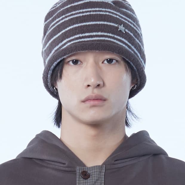 갈색 스트라이프 비니