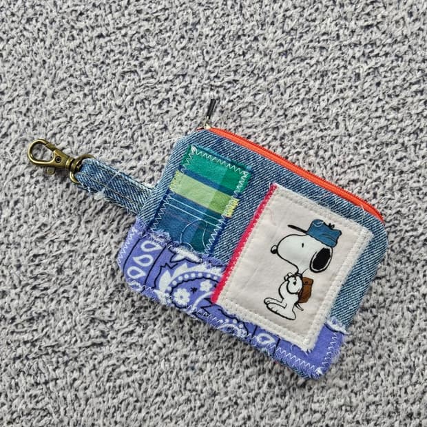 핸드메이드 리워크 커스텀 패치드 키링 월렛 ( 13X10 )/ 10727