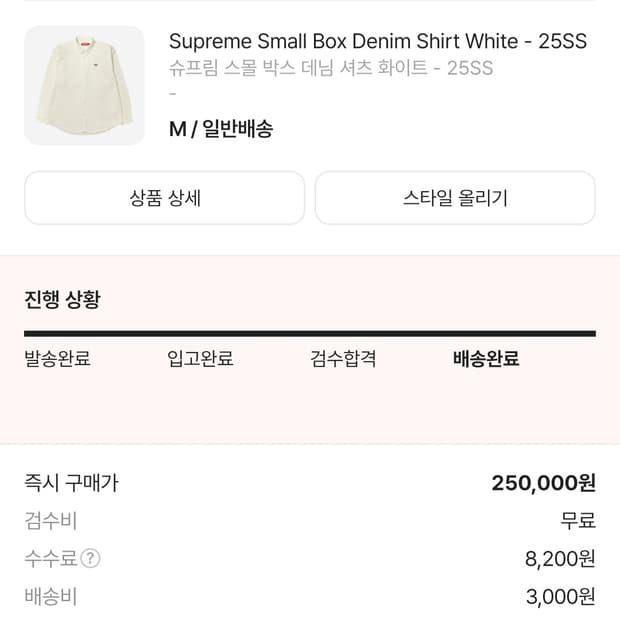 슈프림 스몰 박스 데님 셔츠 화이트 M