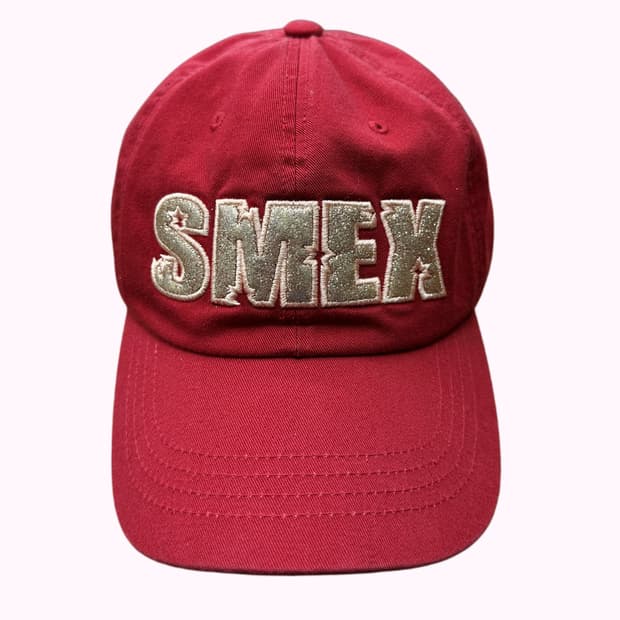 SMEX glitter logo red cap
