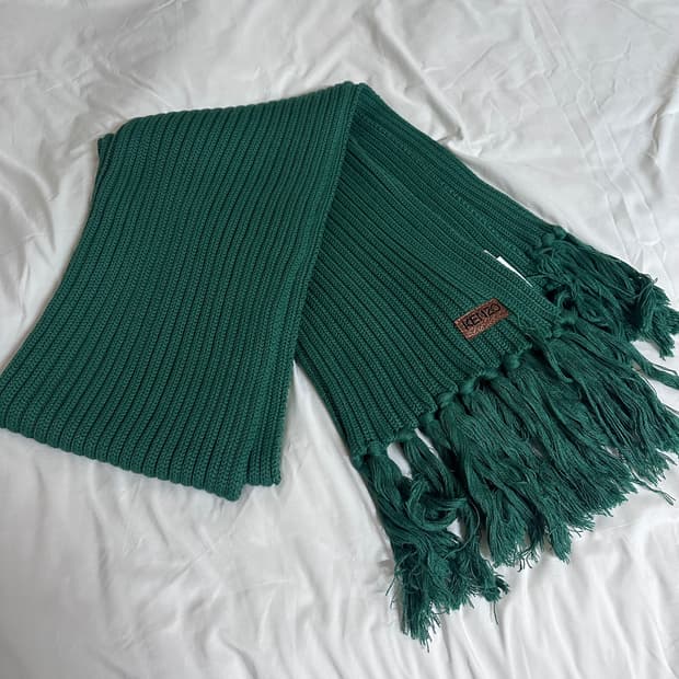 [새상품] 겐조(KENZO) 로고 리브 울니트 머플러 (그린)