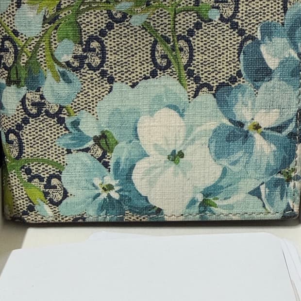 구찌 블룸 반지갑 GUCCI 베이지 에보니블루