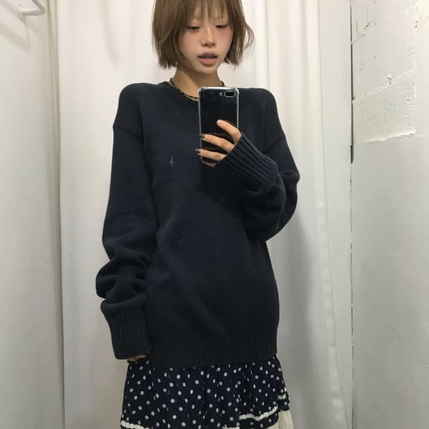 폴로 랄프로렌 네이비 코튼 니트 