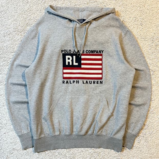 폴로 랄프로렌 성조기 후드티 그레이