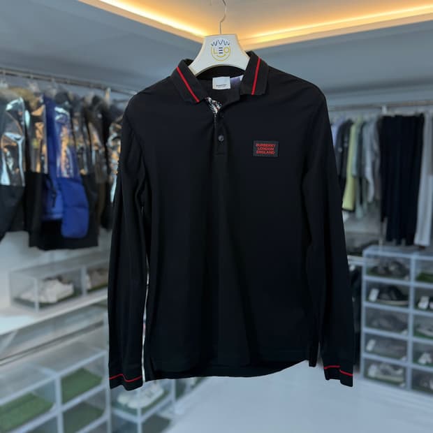 [리오브] 버버리 그랜포드 로고 패치 폴로 롱슬리브