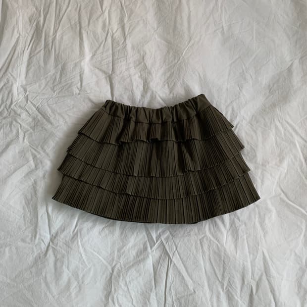 카키 캉캉 미니 스커트