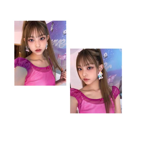 (뉴진스 해린 착용/단종 제품) 노피셜노피스 시스루 메쉬 리본 탑 핑크